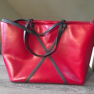 Tumi bag - red leather. Used once